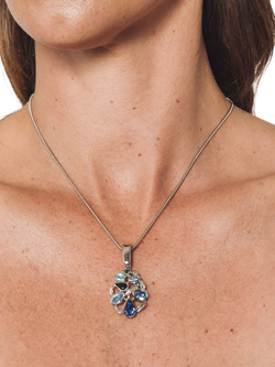 Pre-loved Vintage Rhodium Plated Detachable Pendant, Blue/Silver - view 2, Blue/Silver