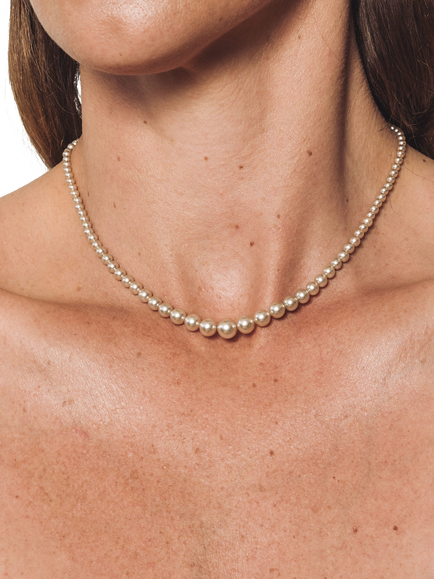 Pre-loved ReFound Vintage Pearl Necklace, Circa 1950 - view 2, Cream