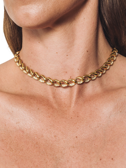 Pre-loved Attwood and Sawyer Vintage Swarovski Crystals Collar, Circa 1908s - view 2, Gold