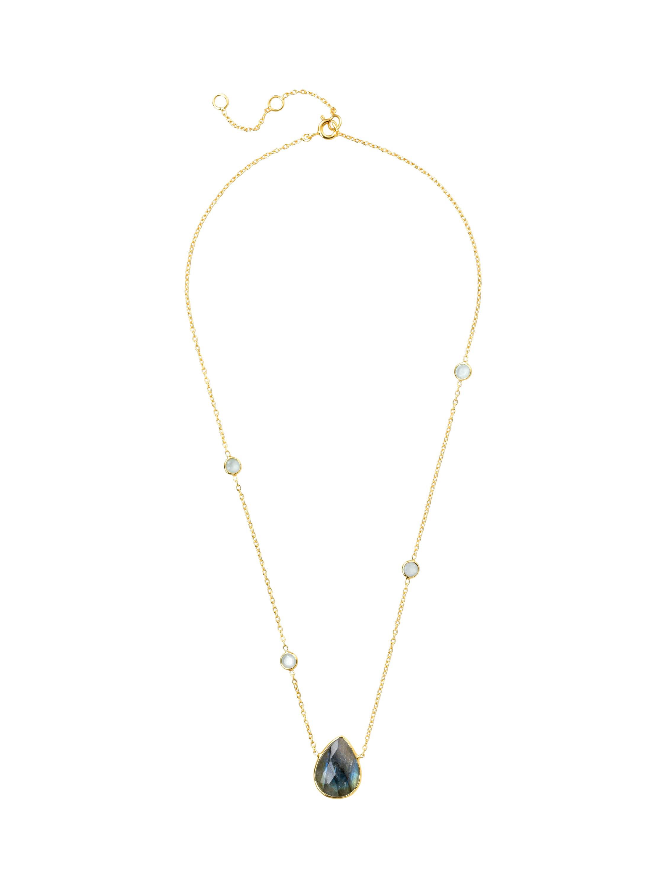Product image 1 of 3, which shows Pre-loved Labradorite Pave Stone Pendant, Green/Gold