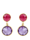 Pre-loved Silver Vermeil Oval Amethyst Drop Agate Earrings