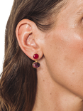 Pre-loved Silver Vermeil Oval Amethyst Drop Agate Earrings