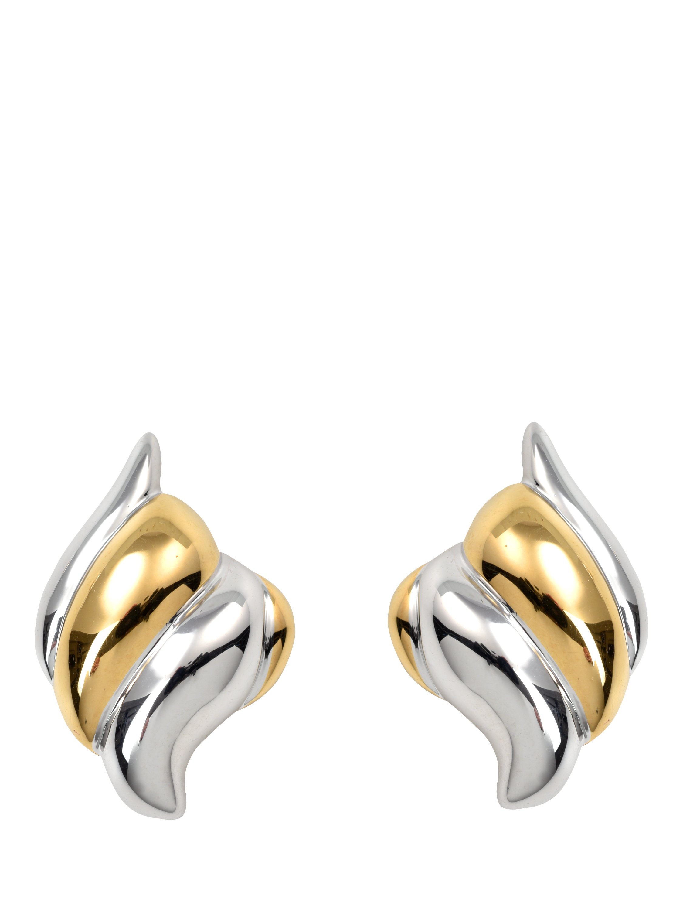 Product image 1 of 3, which shows Pre-loved Shining Gold and Rhodium Plate Huggy Ear Clips