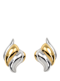 Pre-loved Shining Gold and Rhodium Plate Huggy Ear Clips, Silver/Gold