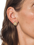 Pre-loved Vintage Gold Plated Faux Pearl and Crystal Floral Clip-On Earrings