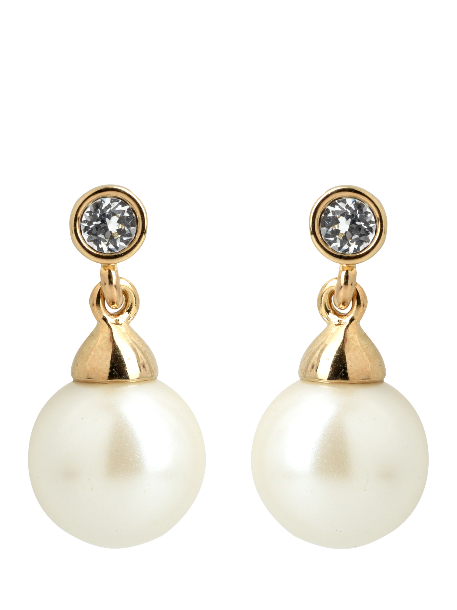 Product image 1 of 2, which shows Pre-loved Gold Plated Spherical Swarovski Pearl Drop Earrings