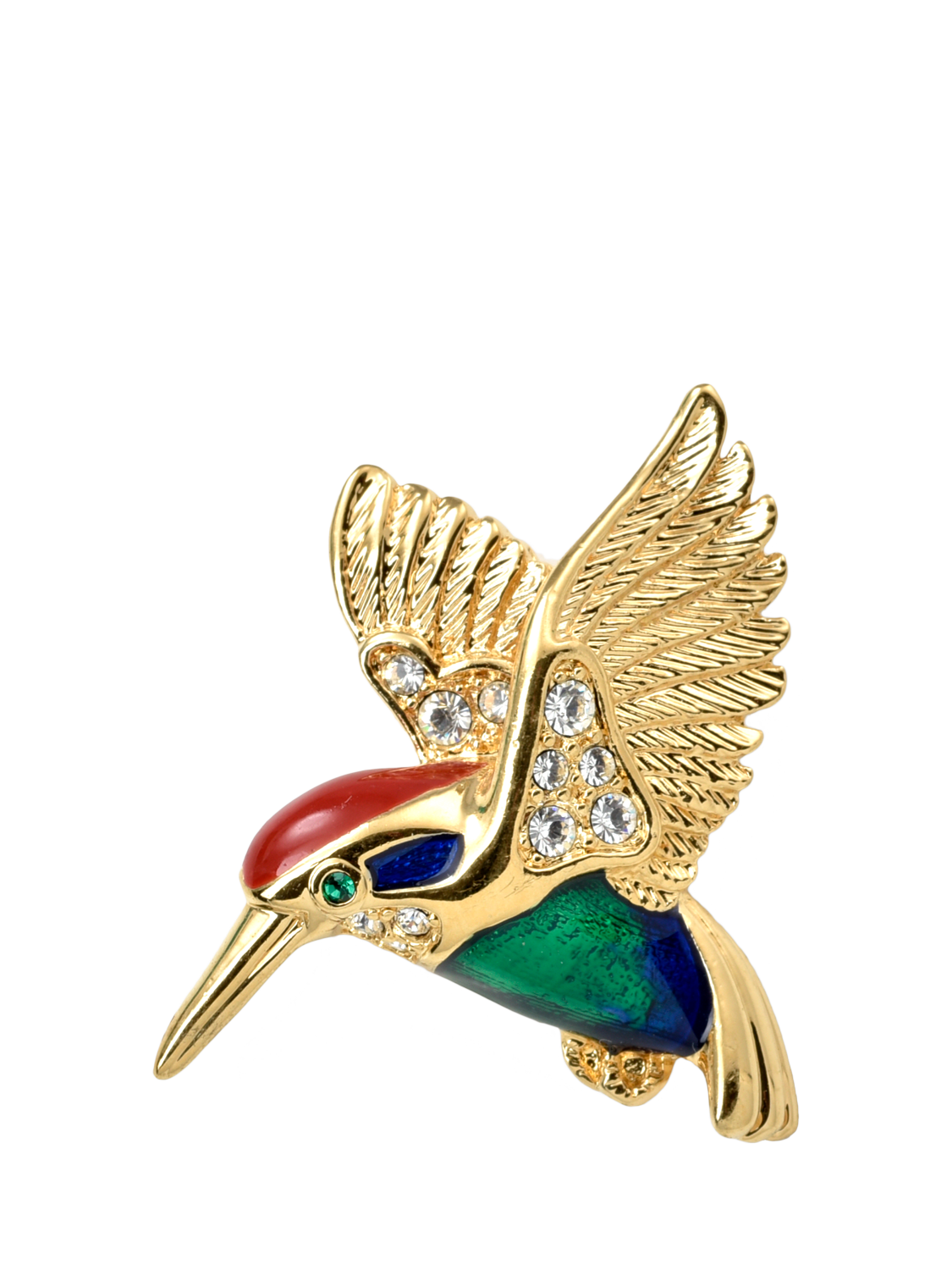 Product image 1 of 3, which shows Pre-loved Attwood & Sawyer Gold Plated Swarovski Hummingbird Brooch, Circa 1980s