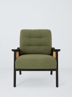 John Lewis Gondola Club Chair, Black Leg, Green Linen - view 2, Green Linen