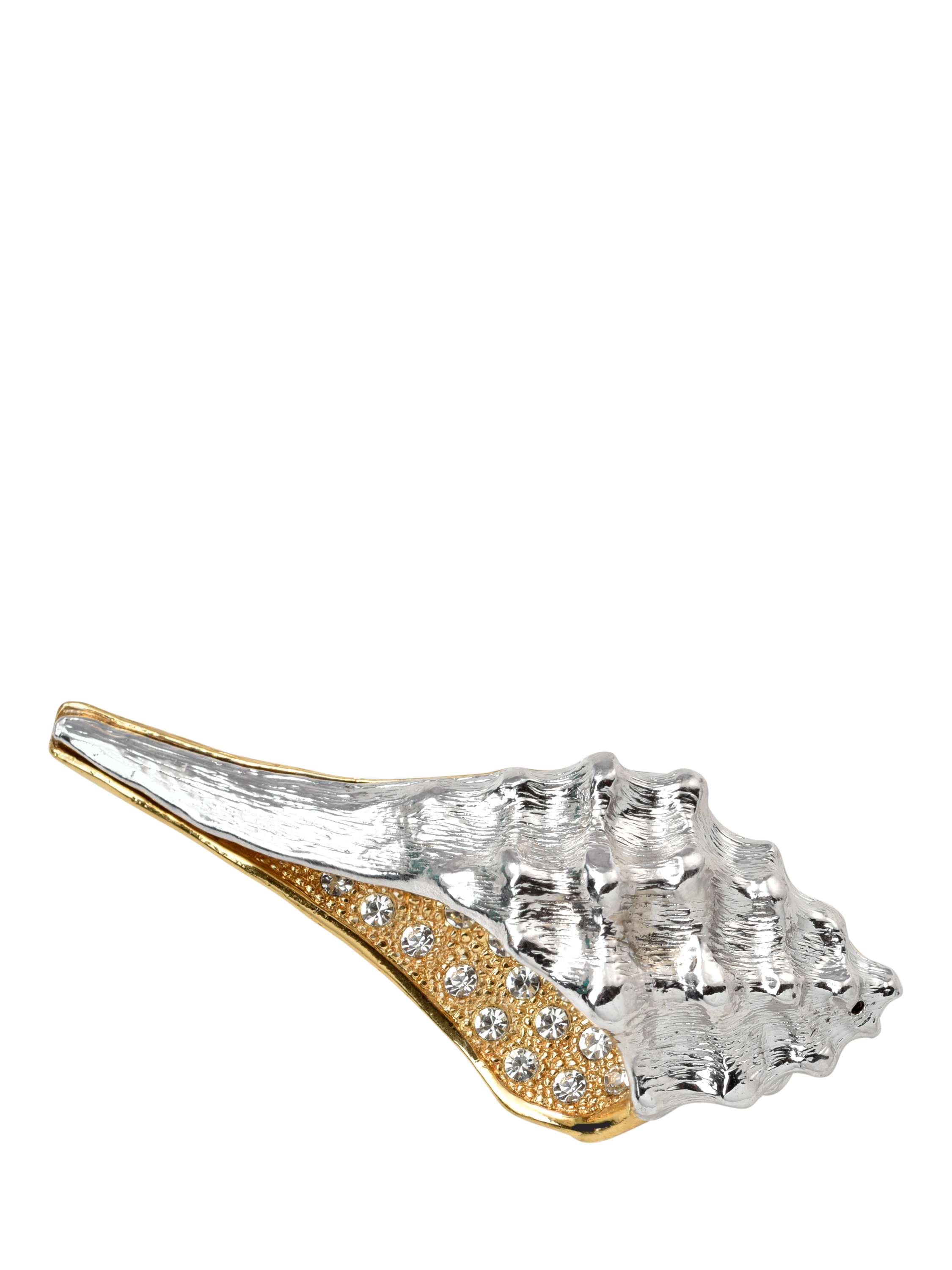 Product image 1 of 3, which shows Pre-loved Gold and Rhodium Plated Large Shell Crystal Brooch