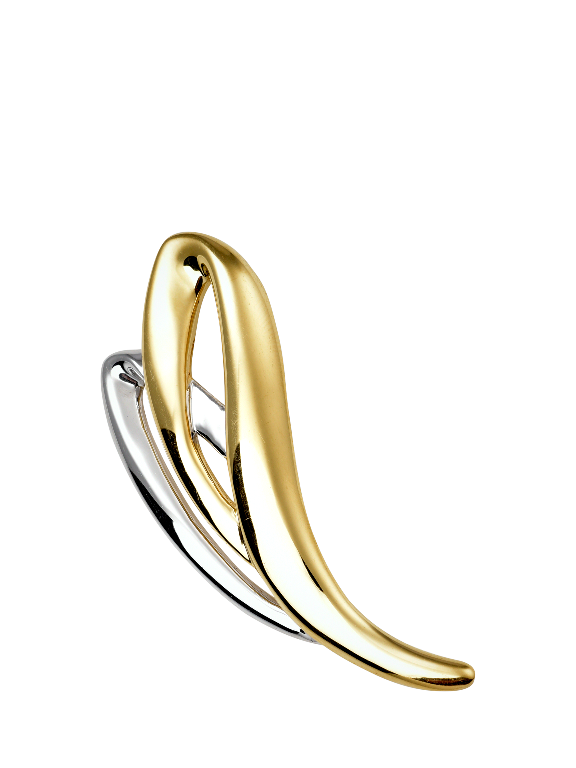 Product image 1 of 3, which shows Pre-loved Vintage Gold and Rhodium Plated Abstract Wave Brooch