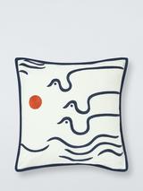 John Lewis Coastal Bird Cushion, White/Multi