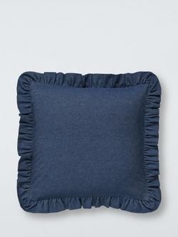 John Lewis Denim Frill Cushion, Indigo, Indigo