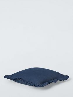 John Lewis Denim Frill Cushion, Indigo - view 2, Indigo