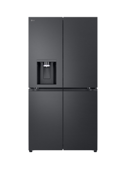 LG GMF960EV4E NatureFRESH Freestanding 50/50 Plumbed American Style Fridge Freezer, Essence Black Steel, Essence Black Steel