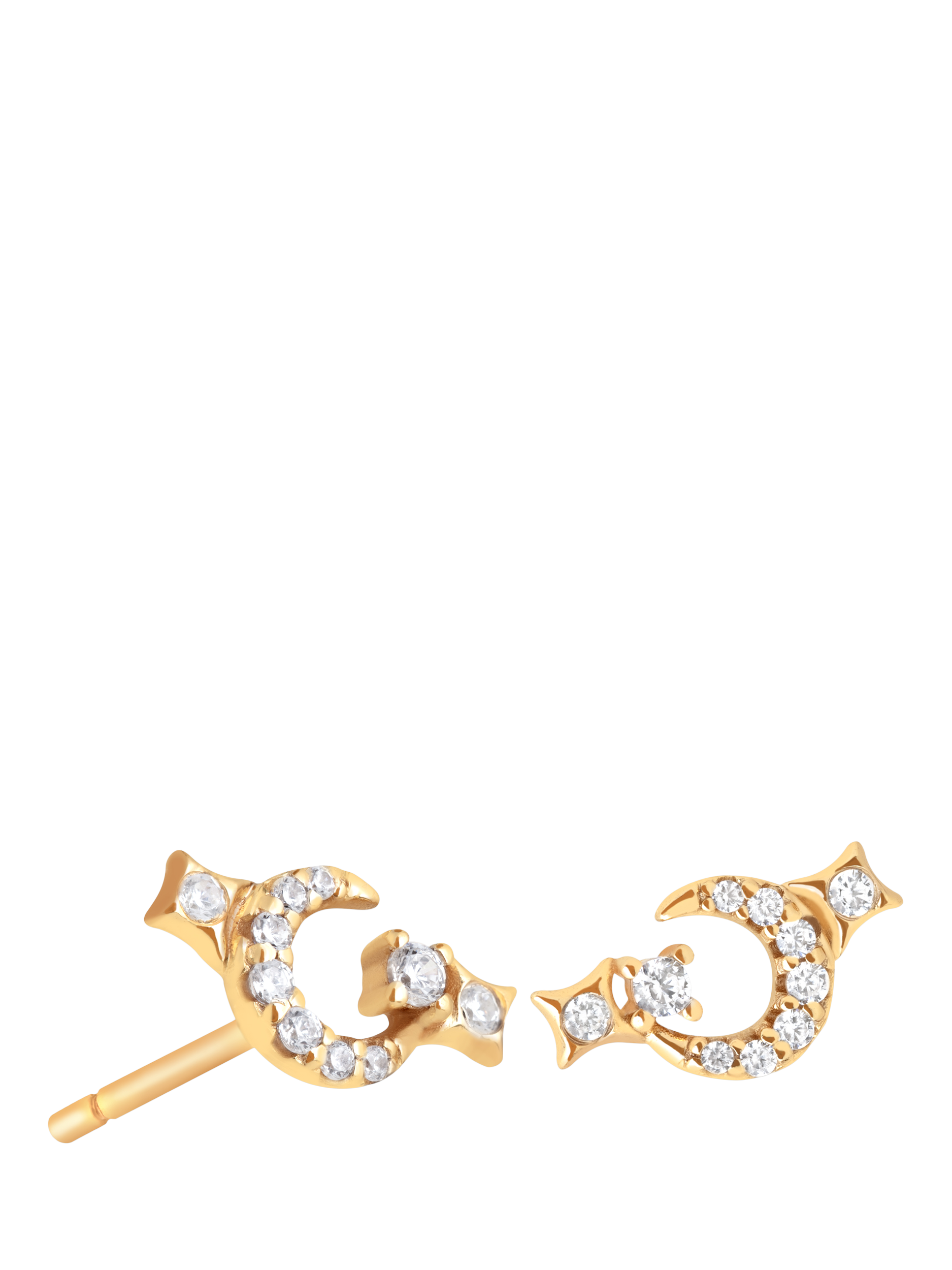 Product image 2 of 4, which shows Astrid & Miyu Crescent Moon Stud Earrings Christmas Cracker, Yellow Gold