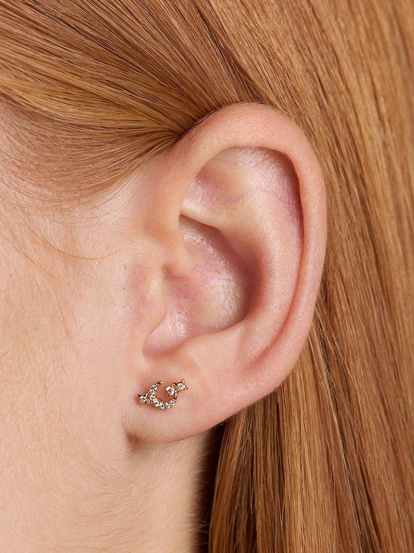 Product image 3 of 4, which shows Astrid & Miyu Crescent Moon Stud Earrings Christmas Cracker, Yellow Gold