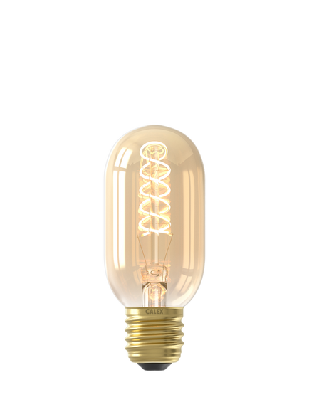 Calex 3.8W Decorative Tubular Filament LED E27 Dimmable T45 Bulb, Gold, Clear Clear