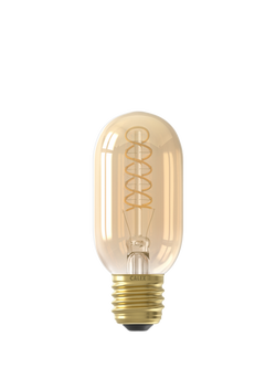 Calex 3.8W Decorative Tubular Filament LED E27 Dimmable T45 Bulb, Gold - view 2, Clear Clear