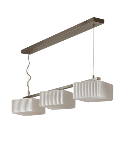 MADE Alma 3 Glass Lamp Cluster Bar Ceiling Light, White, White White