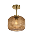 MADE Briz Semi-Flush Textured Glass Pendant Ceiling Light, Amber