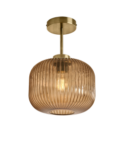 MADE Briz Semi-Flush Textured Glass Pendant Ceiling Light, Amber