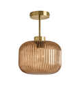 MADE Briz Semi-Flush Textured Glass Pendant Ceiling Light, Amber