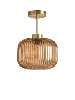 MADE Briz Semi-Flush Textured Glass Pendant Ceiling Light - view 2, Amber