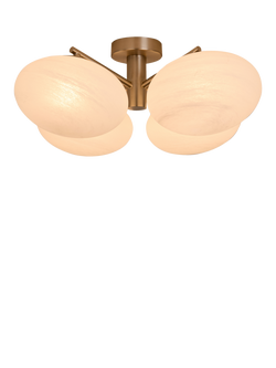 MADE Caleb 4 Arm Glass Orb Semi Flush Ceiling Light, Silver, Silver