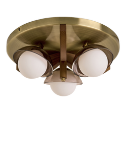 MADE Layla 3 Arm Wood Glass Orb Flush Ceiling Light - view 2, Multi Multi