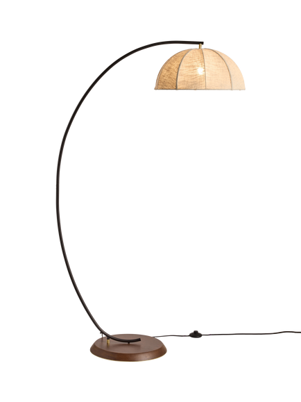 MADE Benny Curved Floor Lamp, White Ivory, White Ivory