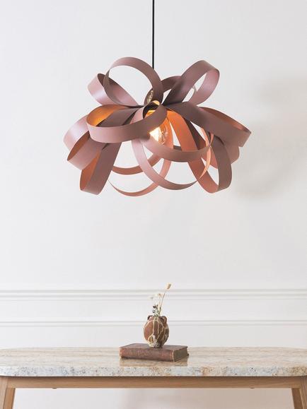 Tom Raffield Cove Skipper Pendant Ceiling Light, Dia.62cm - view 2, Shell Pink