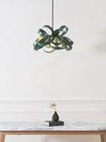 Tom Raffield Cove Skipper Small Pendant Ceiling Light, Sea Glass Green