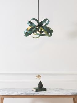 Tom Raffield Cove Skipper Small Pendant Ceiling Light - view 2, Sea Glass Green