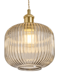 MADE Briz Easy Fit Textured Glass Lampshade, Grey Light