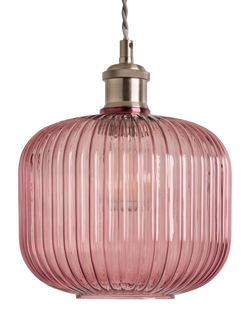 MADE Briz Easy Fit Textured Glass Lampshade, Pink Light