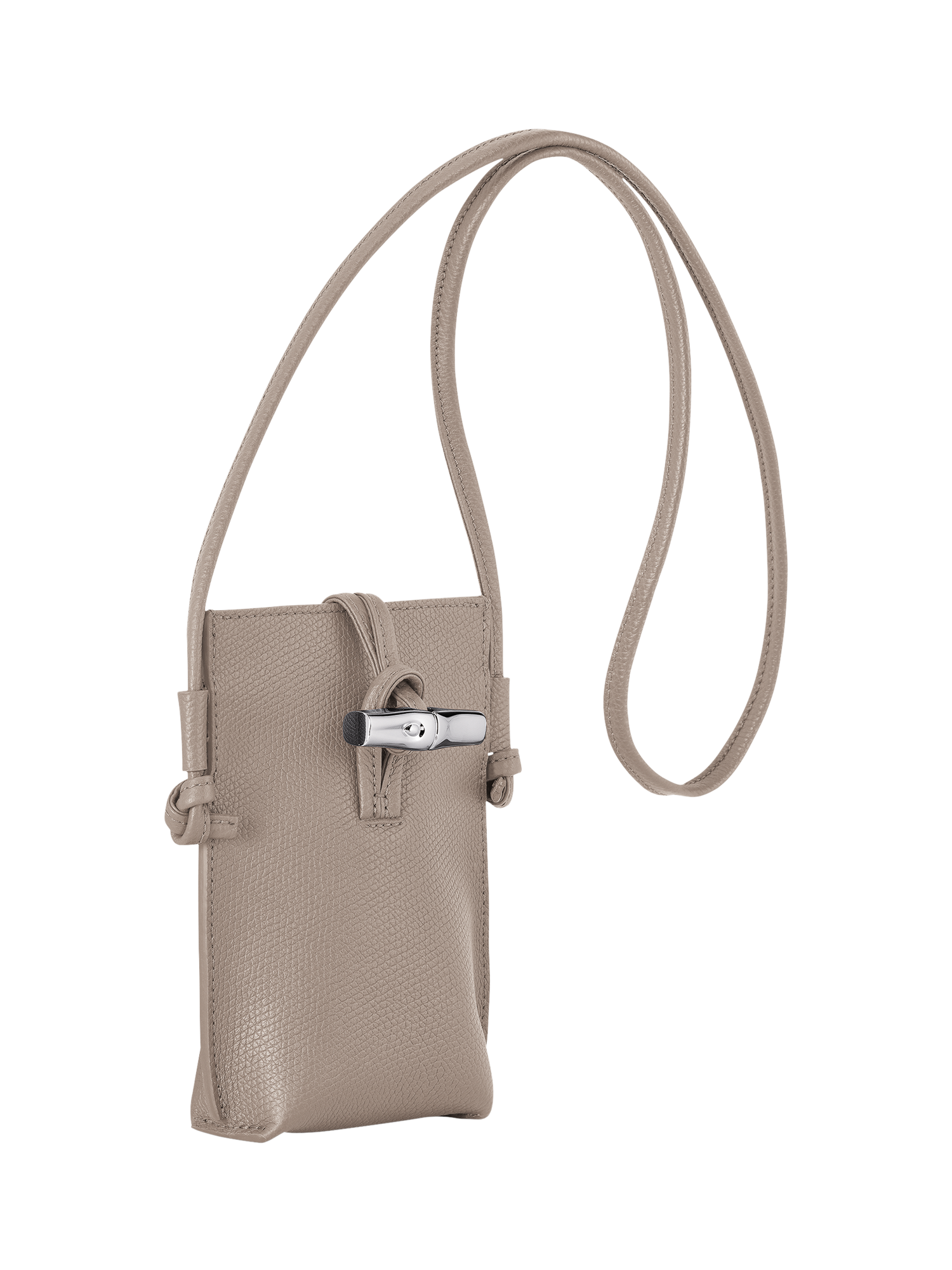 Product image 3 of 6, which shows Longchamp Le Roseau Leather Phone Pouch, Clay