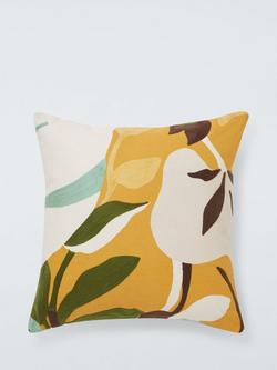 John Lewis Floral Crop Embroidered Cushion, Yellow
