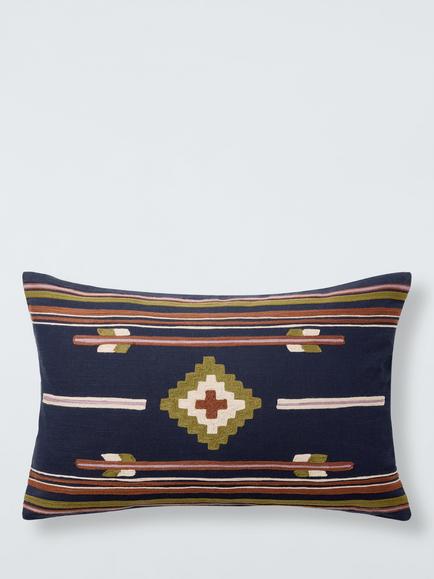 John Lewis Pacarro Cushion, Indigo, Indigo