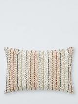 John Lewis Embroidered Chevron Cushion, Natural/Multi