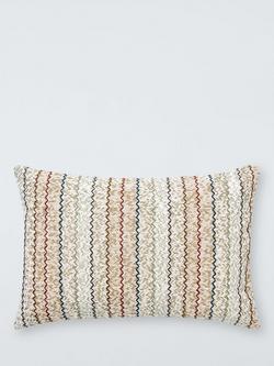 John Lewis Embroidered Chevron Cushion, Natural/Multi, Natural
