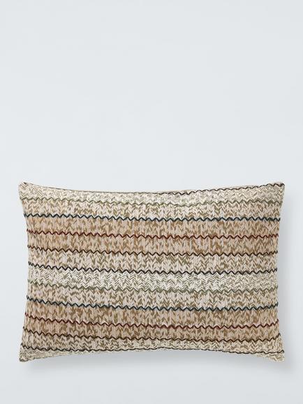 John Lewis Embroidered Chevron Cushion, Natural/Multi, Natural