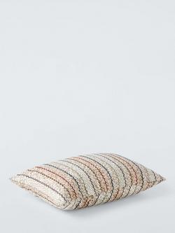 John Lewis Embroidered Chevron Cushion, Natural/Multi - view 2, Natural