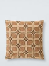 John Lewis Retro Geometric Embroidered Cushion, Natural