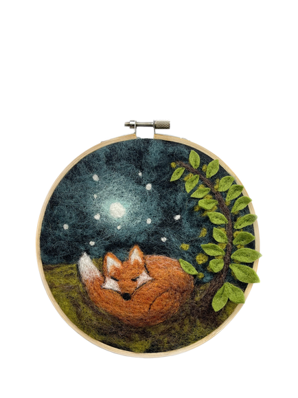 The Crafty Kit Company Sleepy Fox Needle Felting Kit, Brown