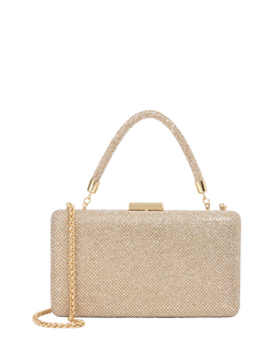 Dune London Beaut Diamante Handle Clutch Bag, Gold, Gold