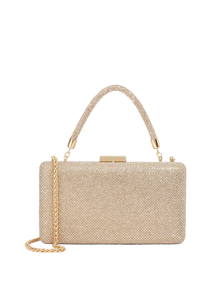 Dune London Beaut Diamante Handle Clutch Bag, Gold, Gold