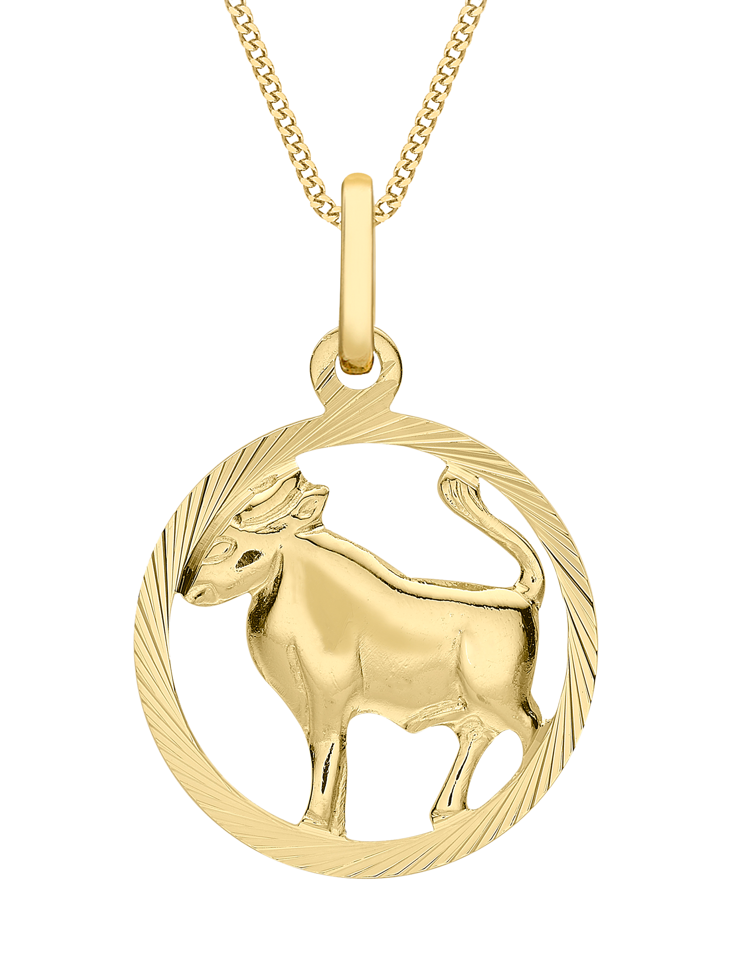 Product image 1 of 2, which shows 9ct Yellow Gold Taurus Zodiac Pendant Necklace