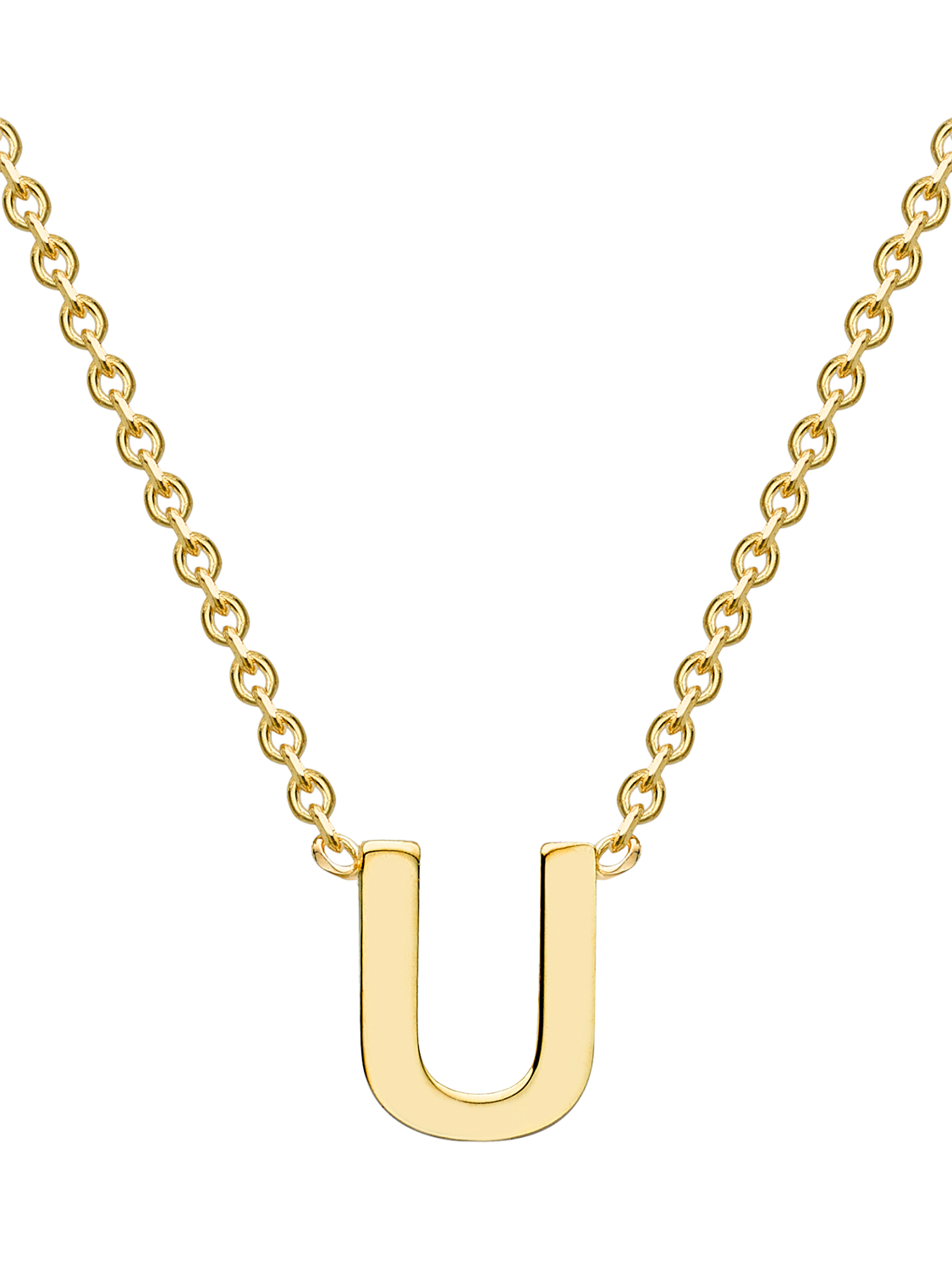 IBB 9ct Yellow Gold Initial Letter U Necklace