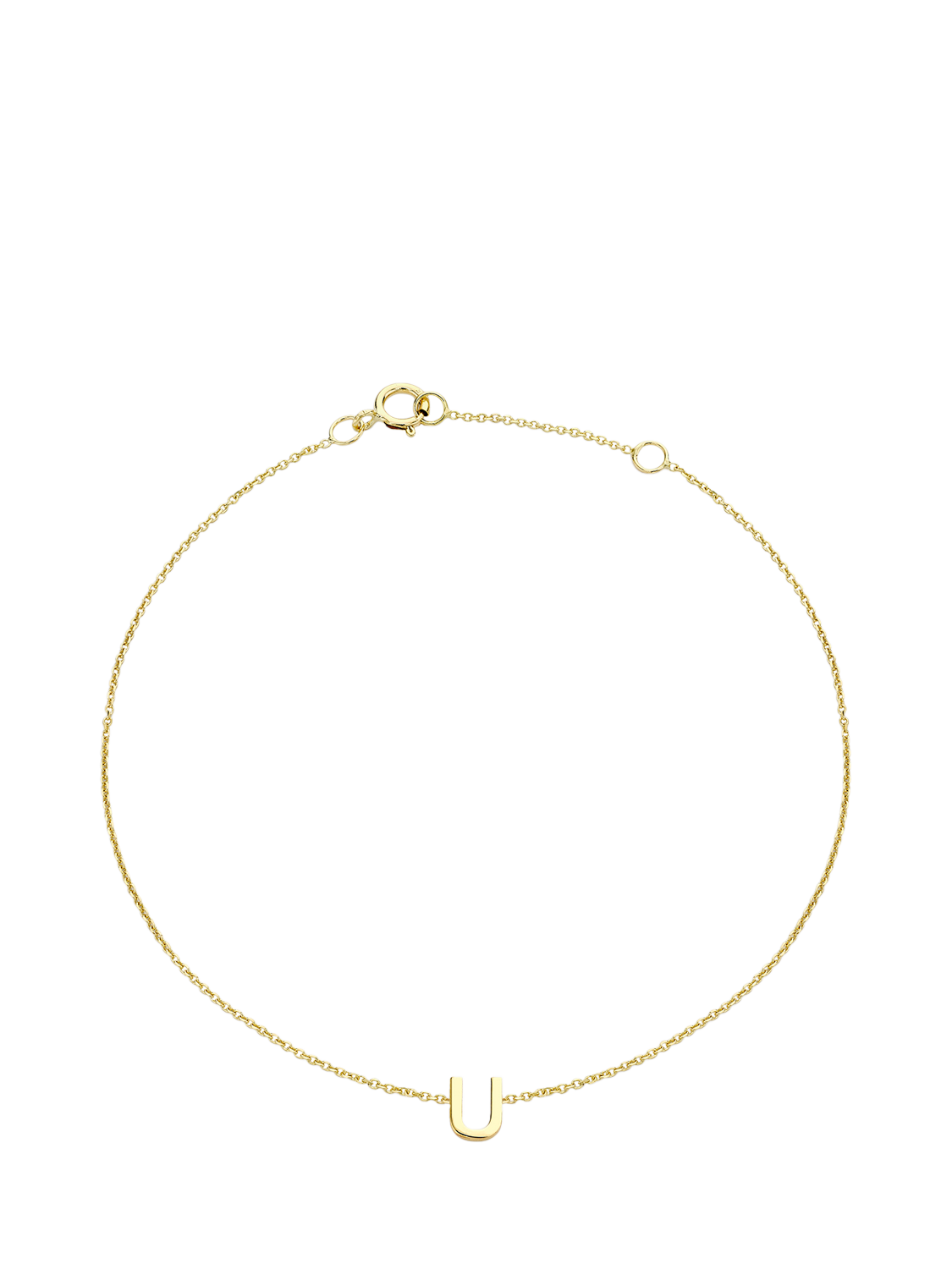 Product image 1 of 4, which shows IBB 9ct Yellow Gold Initial Letter U Bracelet