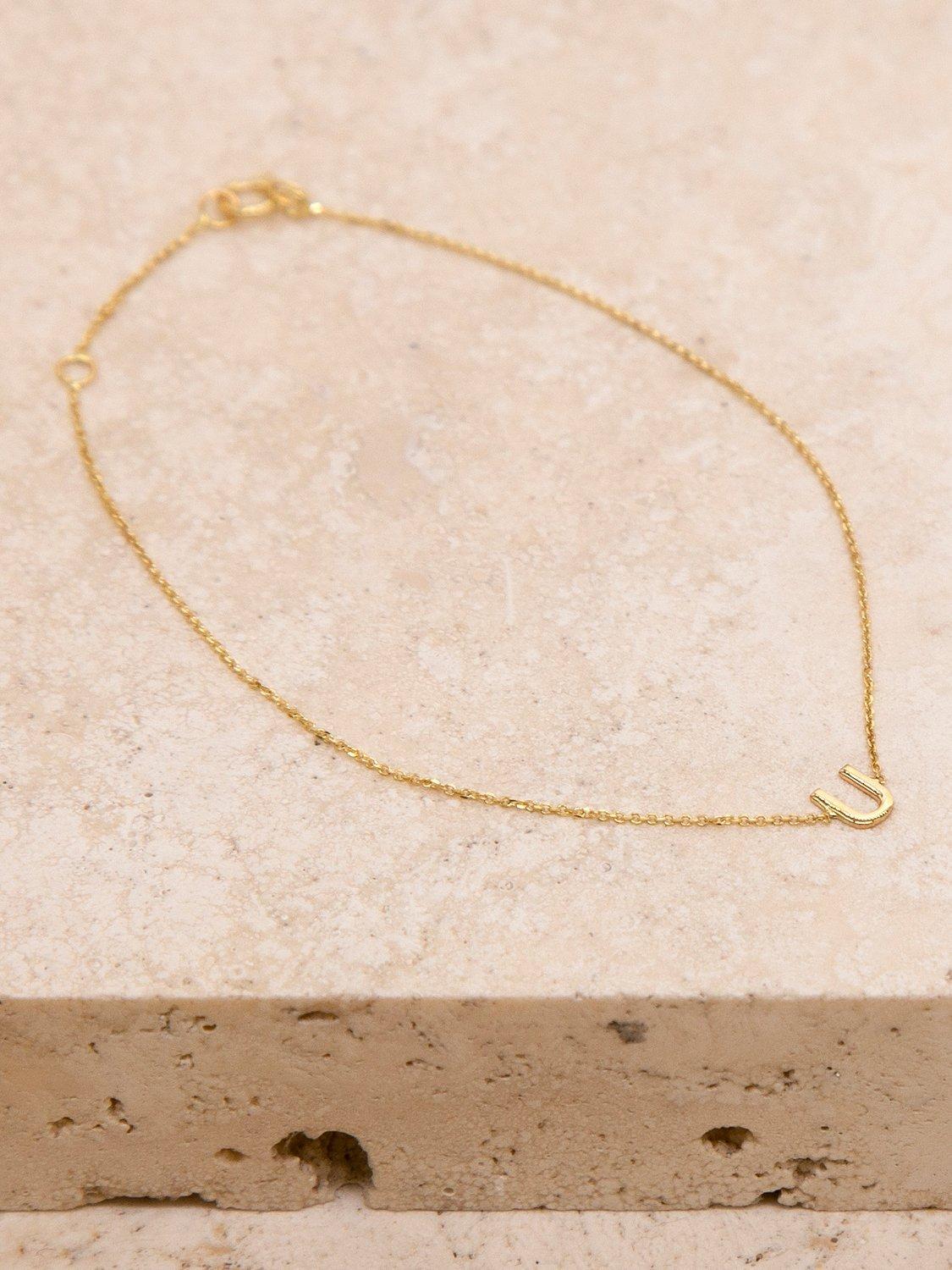 Product image 3 of 4, which shows IBB 9ct Yellow Gold Initial Letter U Bracelet